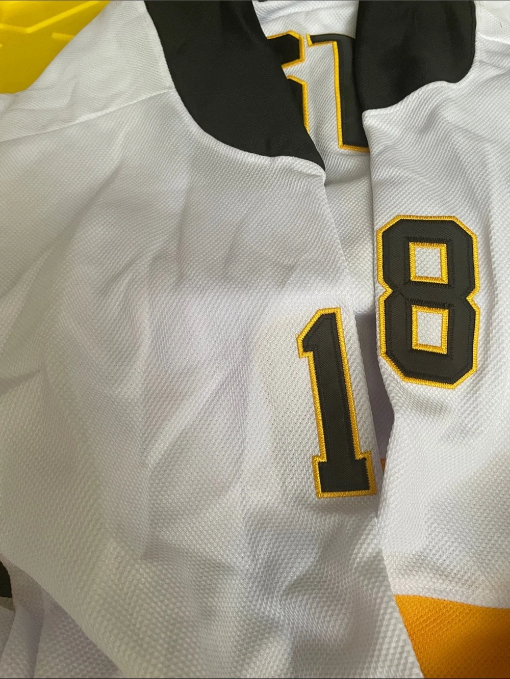 Boston White & Black Stripe Men's Hockey Sweater